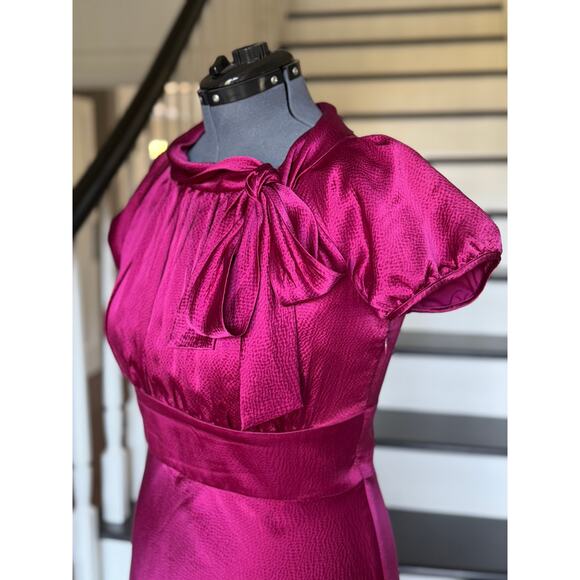 Boutique Retro Silk Raspberry Special Occasion Dress Wedding Guest Derby Party - Picture 6 of 12